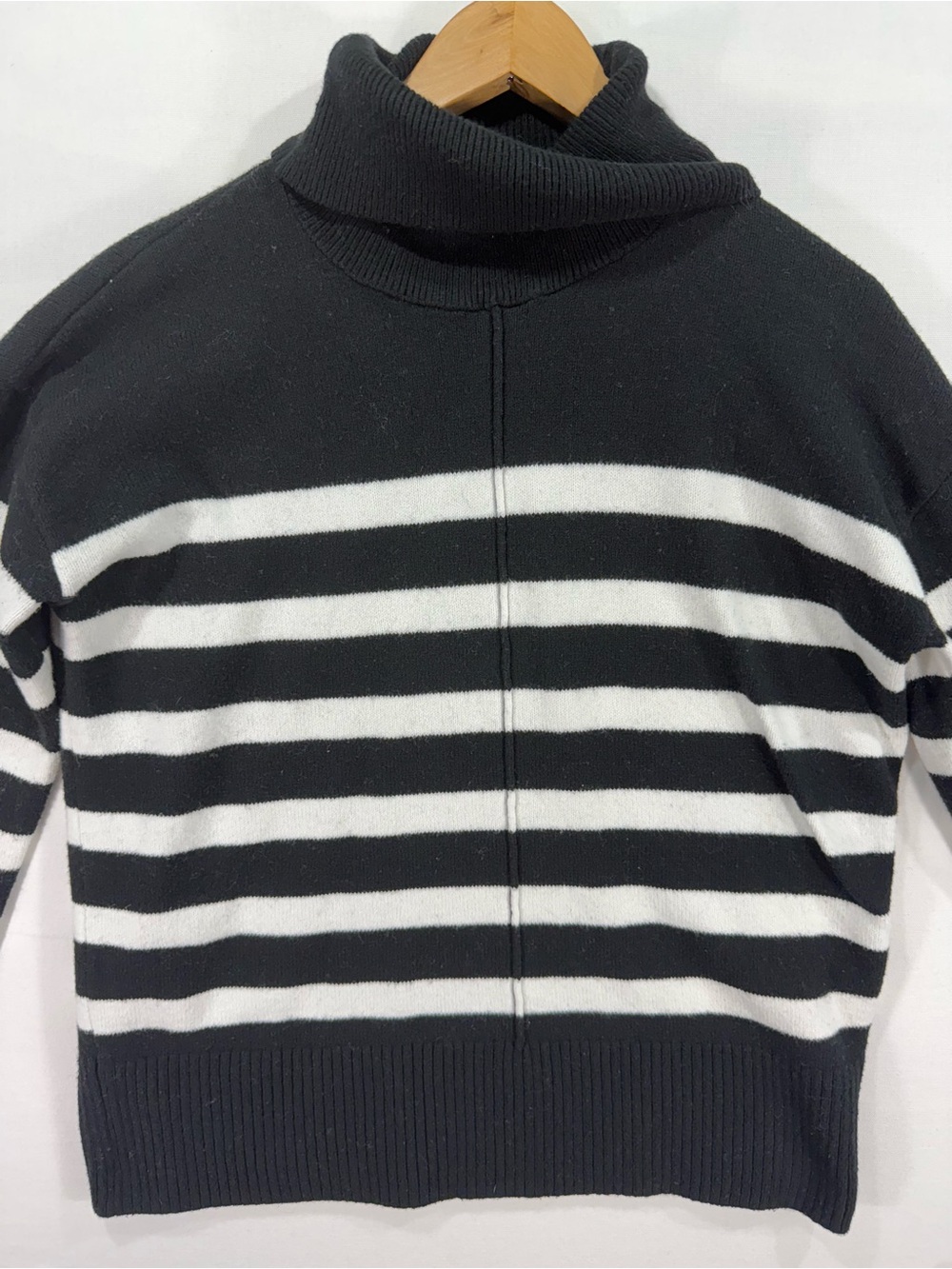 Banana Republic Black & White Striped Cowl Neck Sweater